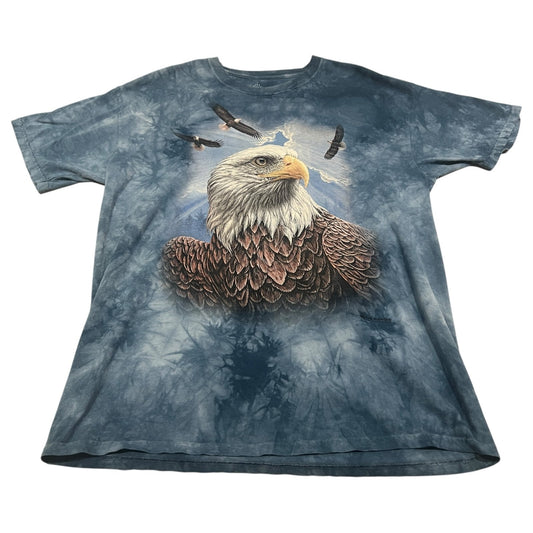 The Mountain Eagle Graphic Shirt Mens XL Nature Short Sleeve Blue Tie Dye Animal