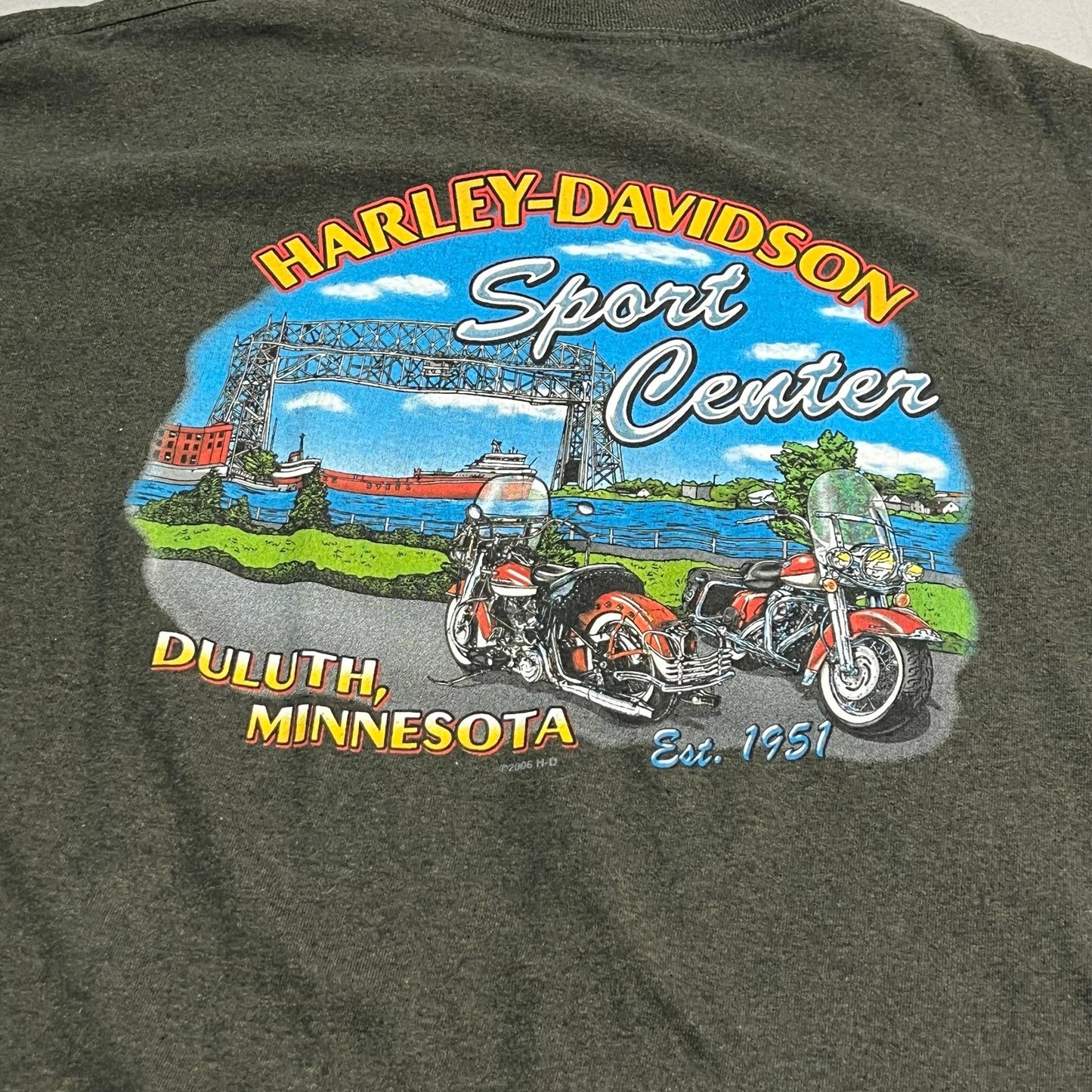 Harley Davidson Shirt Mens Large Gray Duluth Short Sleeve Motorcycle Biker